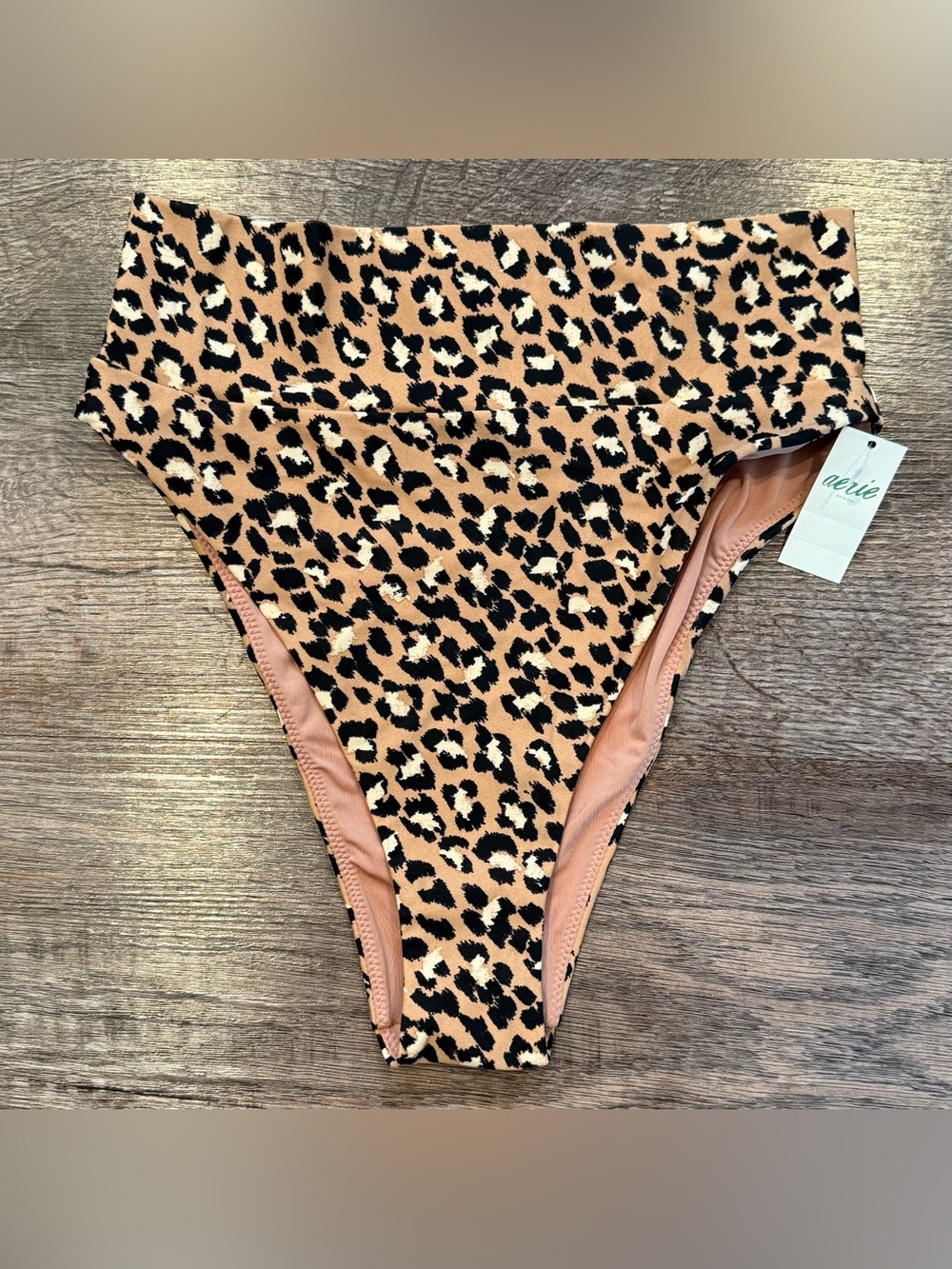 NWT Aerie Cheetah Print High Cut Cheeky Swim Bottoms Small Summer Vacation